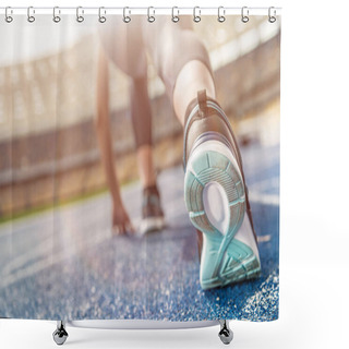 Personality  Sportswoman On Starting Line  Shower Curtains