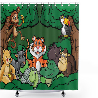 Personality  Jungle Animal Scene Illustration Shower Curtains
