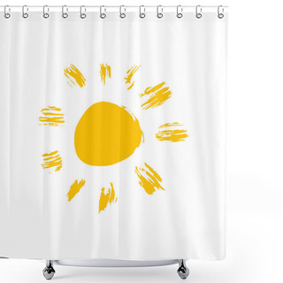 Personality  Sun Icon. Doodle Grunge Style Icon. Hand Drawing Paint, Brush Drawing. Isolated On A White Background. Outline Icon, Cartoon Illustration Shower Curtains