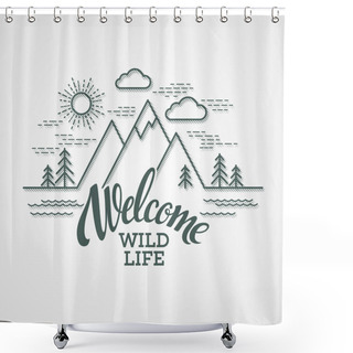 Personality  Flat Linear Landscape Shower Curtains
