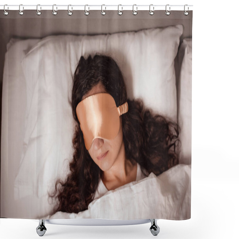 Personality  Woman Is Fast Asleep. Sleep Mask Against Insomnia Shower Curtains