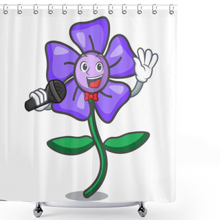 Personality  Singing Periwinkle Flower Mascot Cartoon Vector Illustration Shower Curtains