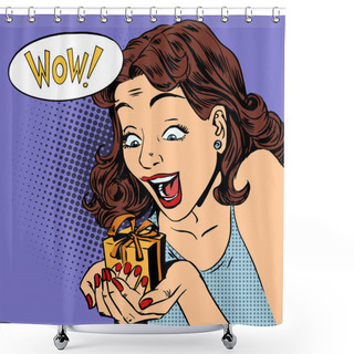 Personality  Woman Glad Gift Wow Pop Art Comics Retro Style Halftone Shower Curtains