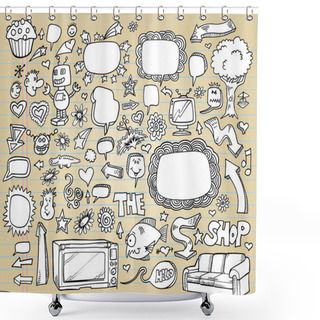 Personality  Notebook Doodle Elements Mega Vector Illustration Set Shower Curtains
