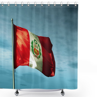 Personality  Peru Flag Waving On The Wind Shower Curtains