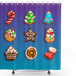 Personality  Icons For Games On The Theme Christmas Shower Curtains