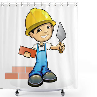 Personality  Young Mason With Trowel Shower Curtains