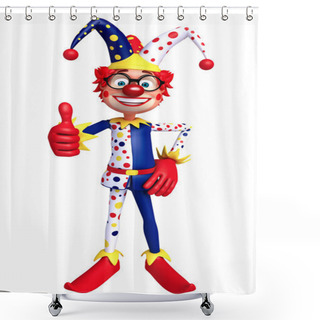 Personality  3D Rendered Illustration Of Clown Thumbs Up Pose Shower Curtains