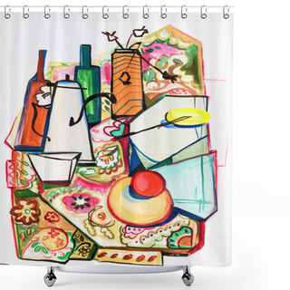 Personality  Still Life On Cloth Shower Curtains