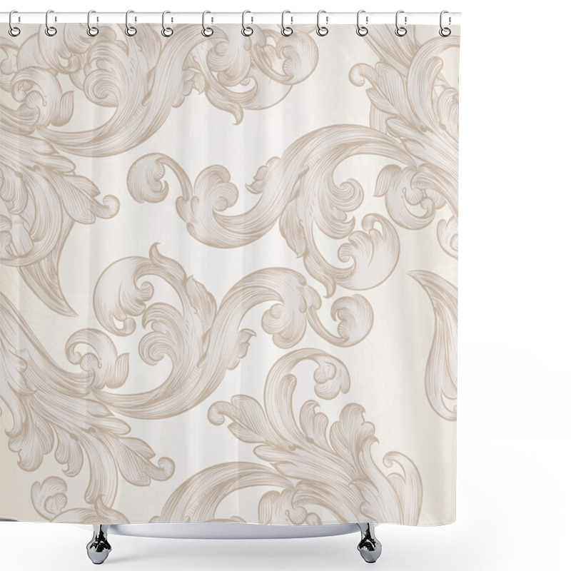 Personality  Seamless Vector Wallpaper Pattern With Swirl Floral Element Shower Curtains