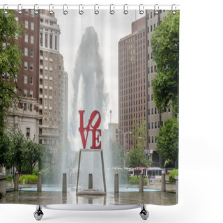 Personality  Love Statue In Philadelphia Shower Curtains