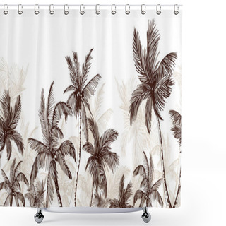 Personality  Endless Horizontal Scenery With Palm Trees Shower Curtains