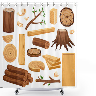 Personality  Wood Industry Flat Set Shower Curtains