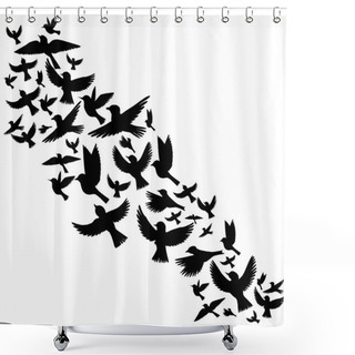 Personality  Vector Flying Birds Silhouettes Shower Curtains