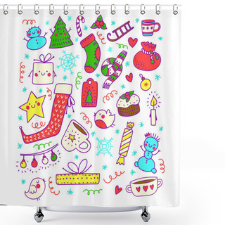 Personality  Christmas Objects Shower Curtains