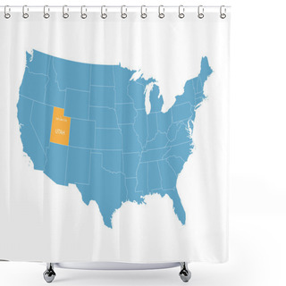 Personality  Blue Vector Map Of United States With Indication Of Utah Shower Curtains