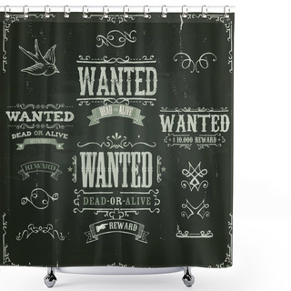 Personality  Wanted Vintage Western Banners On Chalkboard Shower Curtains