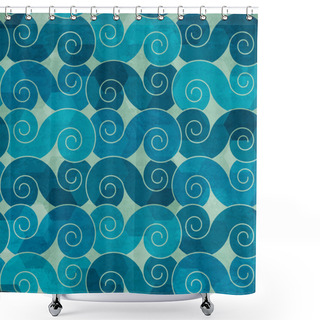 Personality  Spiral Waves Seamless Pattern With Grunge Effect Shower Curtains