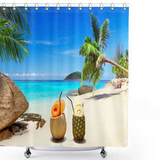 Personality  Drinks On The Tropical Beach Shower Curtains