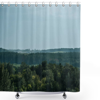 Personality  Aerial View Of Dark Green Forest And Sky In Autumn Shower Curtains