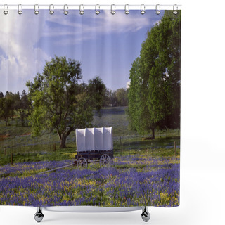 Personality  Covered Wagon In Field Shower Curtains