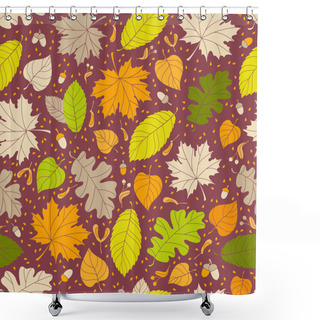 Personality  Autumn Seamless Pattern With Seeds And Leaves Shower Curtains