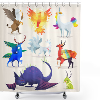 Personality  Imaginary Animals From Fairy Tales Shower Curtains