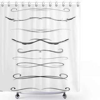 Personality  Set Of Calligraphic Lines Dividers, Vector  Shower Curtains