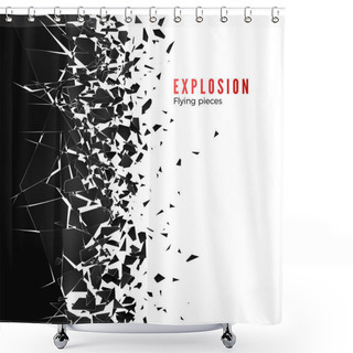 Personality  Abstract Cloud Of Pieces And Fragments After Wall Explosion. Shatter And Destruction Effect. Vector Illustration Shower Curtains