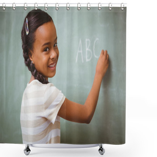 Personality  Cute Little Girl Writing ABC On Blackboard Shower Curtains