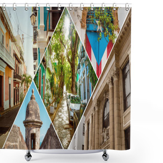 Personality  Collage Of Old San Juan In Puerto Rico Shower Curtains