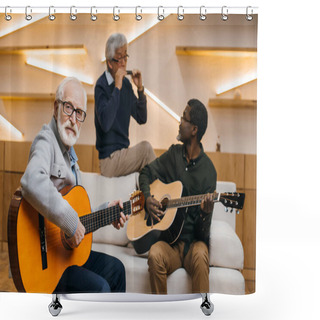 Personality  Senior Friends Playing Music Shower Curtains