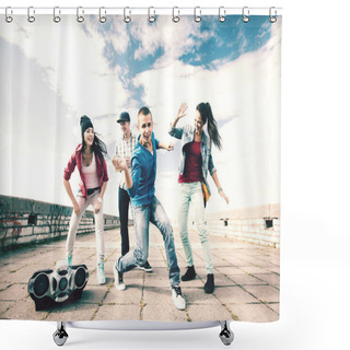 Personality  Group Of Teenagers Dancing Shower Curtains