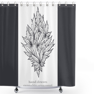 Personality  Abstract Ornament Of Cannabis Black Shower Curtains