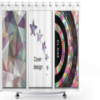 Personality  Cover Design. Set Of 3 Covers. Unusual Bright Gradient Abstract Background For Magazine, Book, Splash, Banner, Vector. Shower Curtains