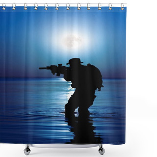 Personality  Army Soldier Silhouette Shower Curtains