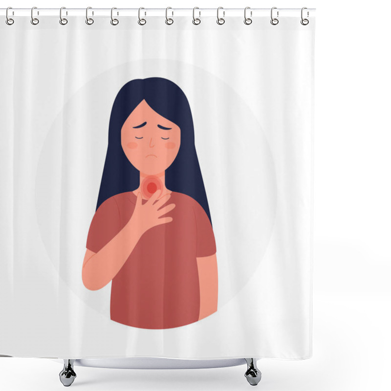 Personality  Girl With Throat Sore Of Viral Infection Flu Shower Curtains
