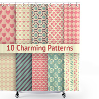 Personality  Romantic Different Vector Seamless Patterns (tiling). Shower Curtains