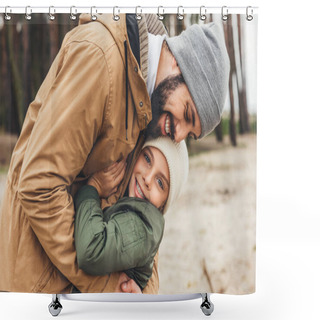 Personality  Father Embracing With Daughter Shower Curtains