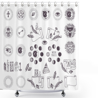 Personality  Astrology Esoteric Vector Icons. Shower Curtains