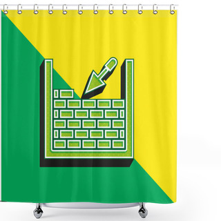 Personality  Brickwork Green And Yellow Modern 3d Vector Icon Logo Shower Curtains