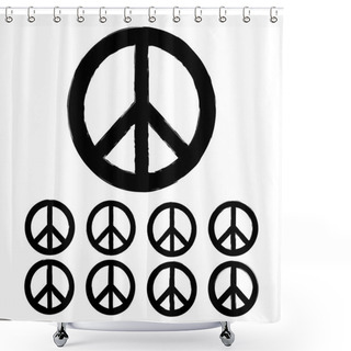 Personality  Monochrome Peace Symbols Shower Curtains