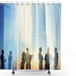 Personality  Business People Discussing Outdoors Shower Curtains