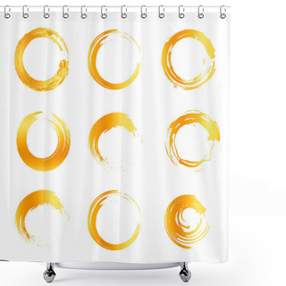 Personality  Isolated Abstract Round Shape Orange Color Logo Collection, Sun Logotype Set, Geometric Circles Vector Illustration Shower Curtains