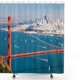 Personality  San Francisco Panorama W The Golden Gate Bridge Shower Curtains