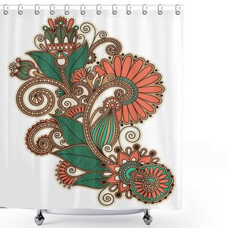 Personality  Original Hand Draw Line Art Ornate Flower Design Shower Curtains