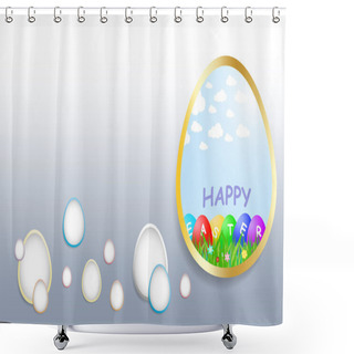 Personality  Trendy Grey Happy Easter Card Shower Curtains