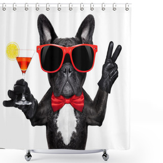 Personality  Cocktail Party Dog Shower Curtains