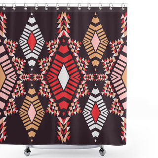 Personality  Aztec Elements From Triangles. Seamless Pattern. Textile. Ethnic Boho Ornament. Vector Illustration For Web Design Or Print. Shower Curtains