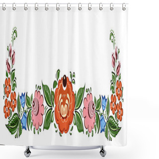 Personality  Decorative Frame With Flowers And In Russian Traditional Style Shower Curtains